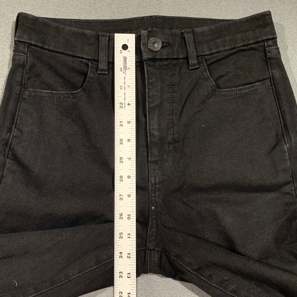 American Eagle Dream Jean Jegging Women 8 Black Ripped Knee Distressed High Rise - Picture 7 of 10